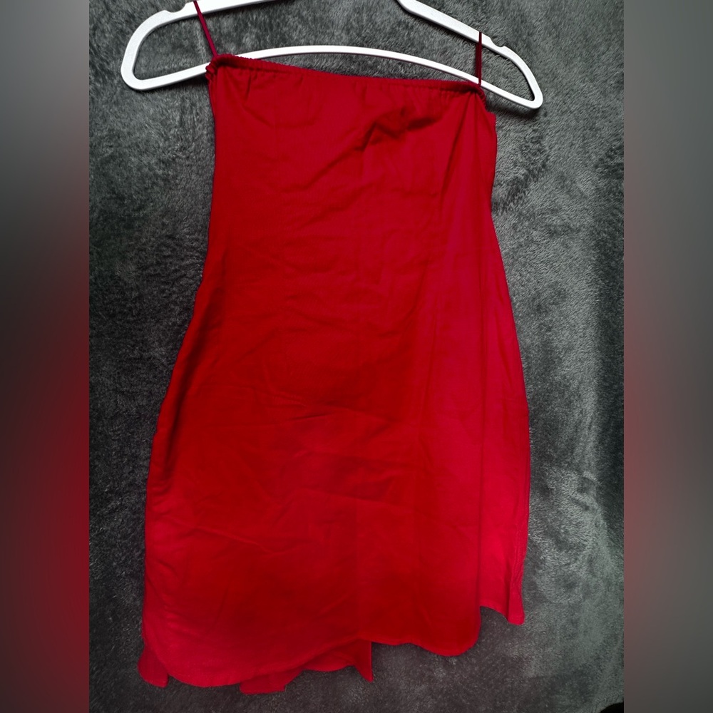 Lush Vibrant Red Strapless Dress - Picture 5 of 5